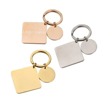 Square Stainless Steel Tag Key Chain
